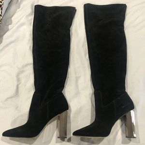 Michael Kors Over the Knew Black Suede Boots